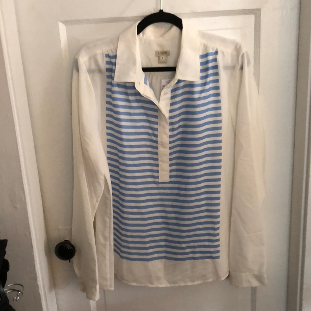 J. Crew semi-sheer blouse size L